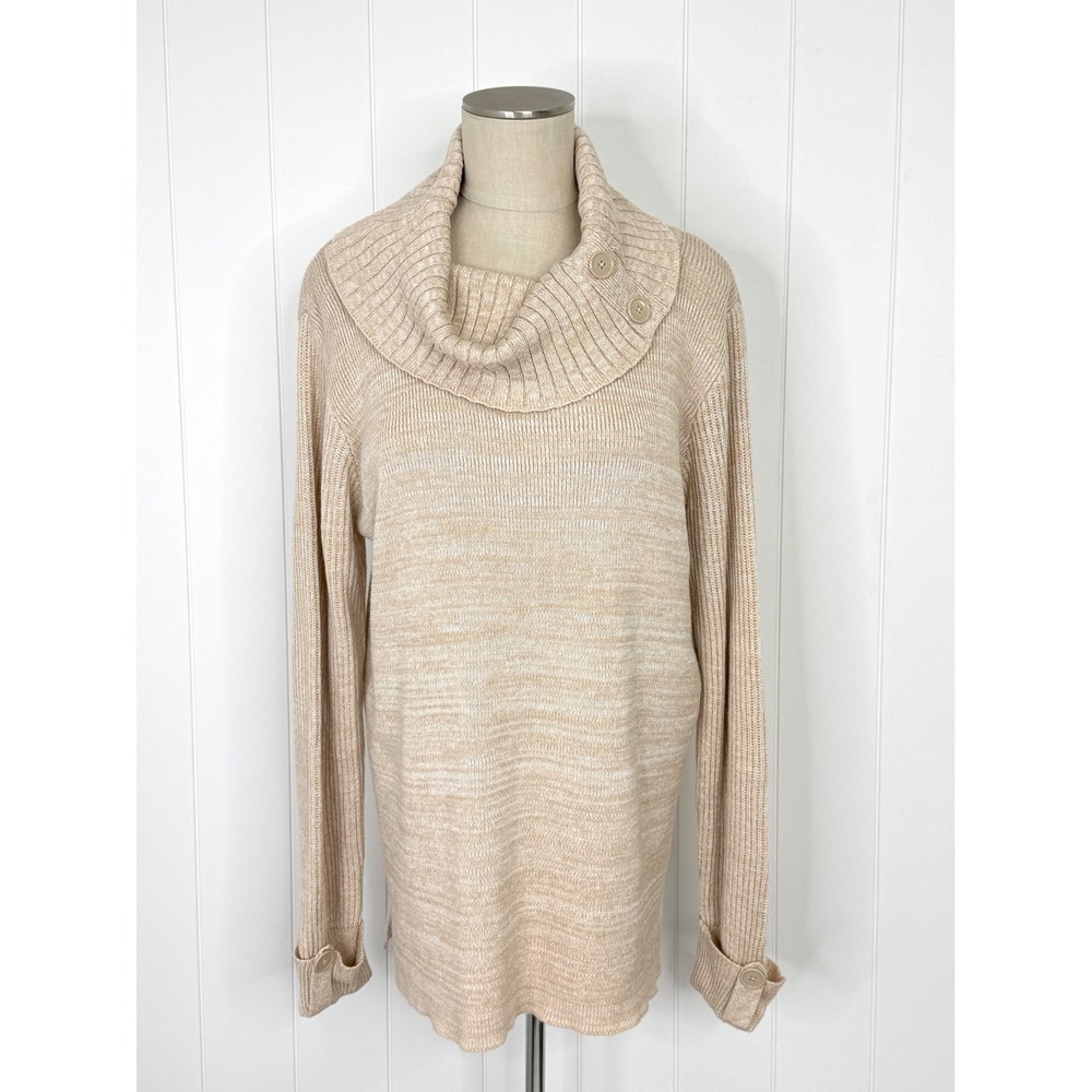 NorthCrest Button Cowl Neck Sweater NWT Women XL Eggshell Coastal Grandmother